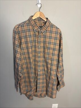 Burberry London Signature Plaid Button-Down Long Sleeve Shirt Men’s XXL